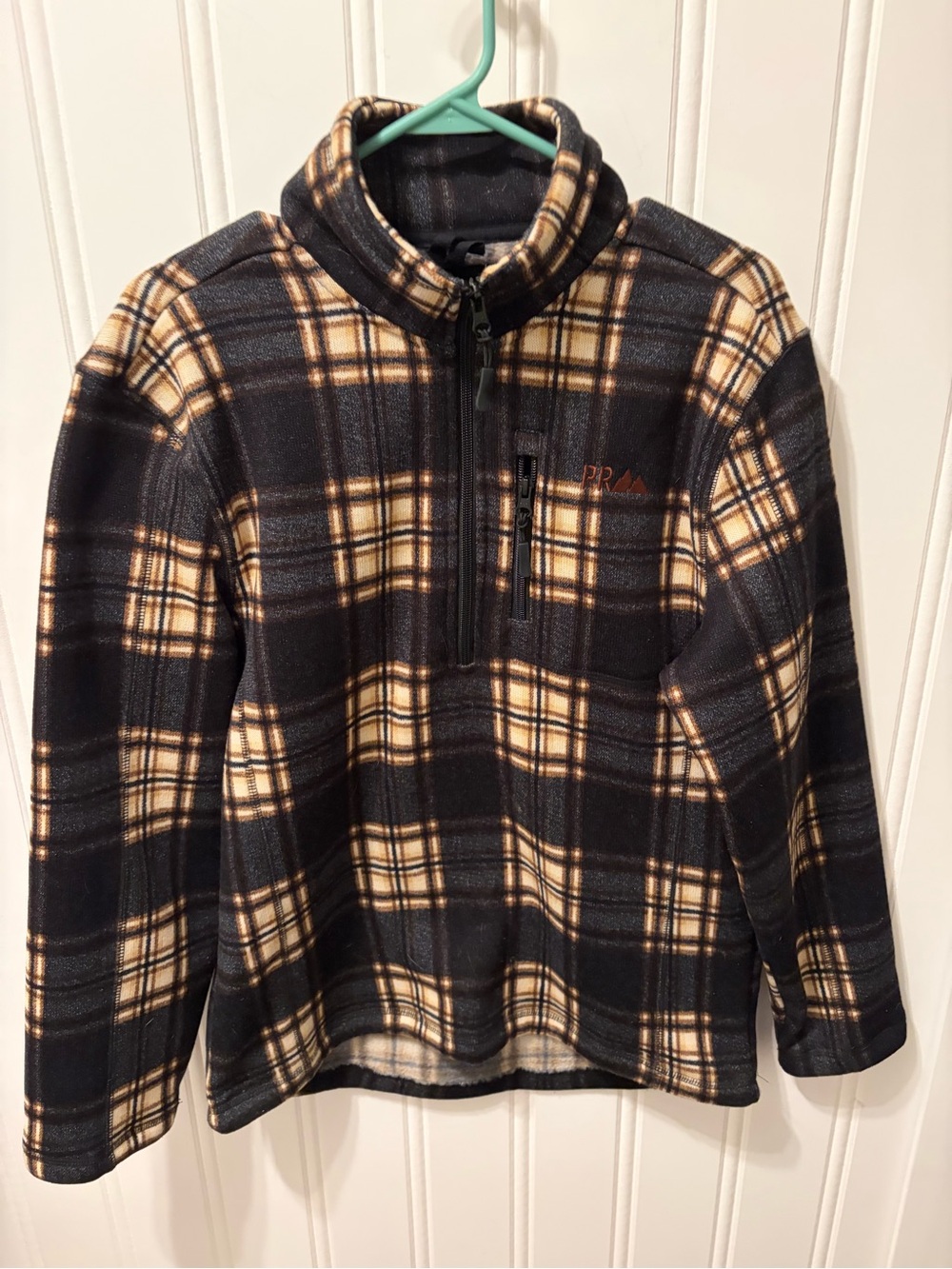 Powder River Outfitters Panhandle Men's M Plaid Fleece Half Zip Pullover Jacket